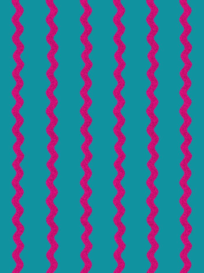 'Ric-Rac Stripe' Wallpaper by Sarah Jessica Parker - Teal Raspberry
