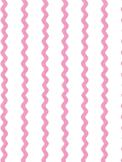 'Ric-Rac Stripe on White' Wallpaper by Sarah Jessica Parker - Blush