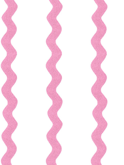 'Ric-Rac Stripe on White' Wallpaper by Sarah Jessica Parker - Blush