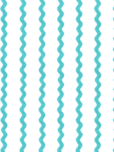 'Ric-Rac Stripe on White' Wallpaper by Sarah Jessica Parker - Capri Blue