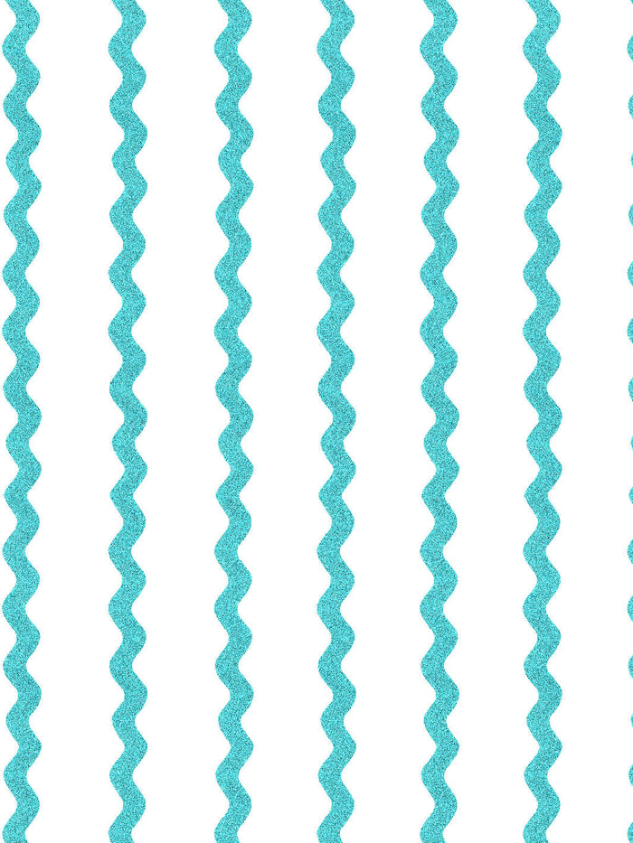 'Ric-Rac Stripe on White' Wallpaper by Sarah Jessica Parker - Capri Blue