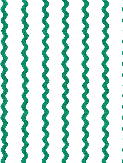 'Ric-Rac Stripe on White' Wallpaper by Sarah Jessica Parker - Emerald