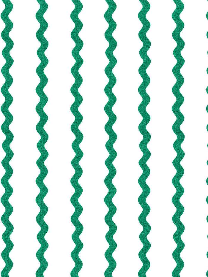 'Ric-Rac Stripe on White' Wallpaper by Sarah Jessica Parker - Emerald