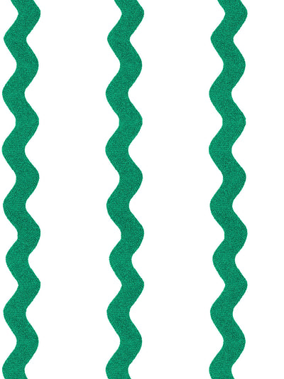 'Ric-Rac Stripe on White' Wallpaper by Sarah Jessica Parker - Emerald