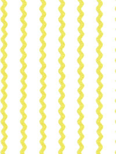 'Ric-Rac Stripe on White' Wallpaper by Sarah Jessica Parker - Lemon Drop