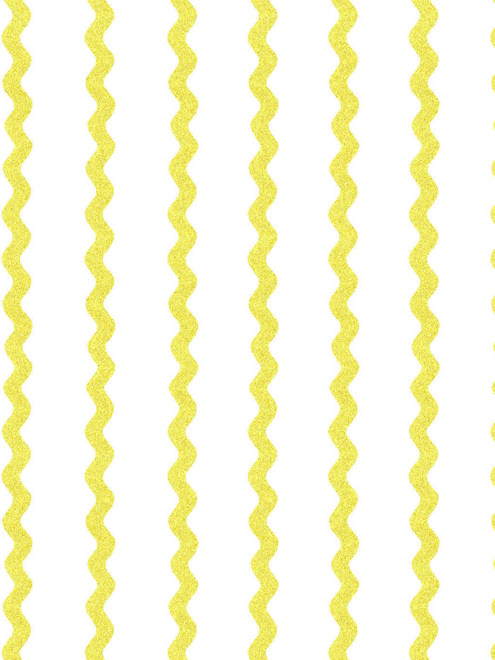 'Ric-Rac Stripe on White' Wallpaper by Sarah Jessica Parker - Lemon Drop