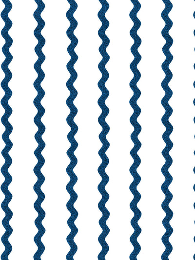 'Ric-Rac Stripe on White' Wallpaper by Sarah Jessica Parker - Navy