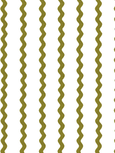 'Ric-Rac Stripe on White' Wallpaper by Sarah Jessica Parker - Olive