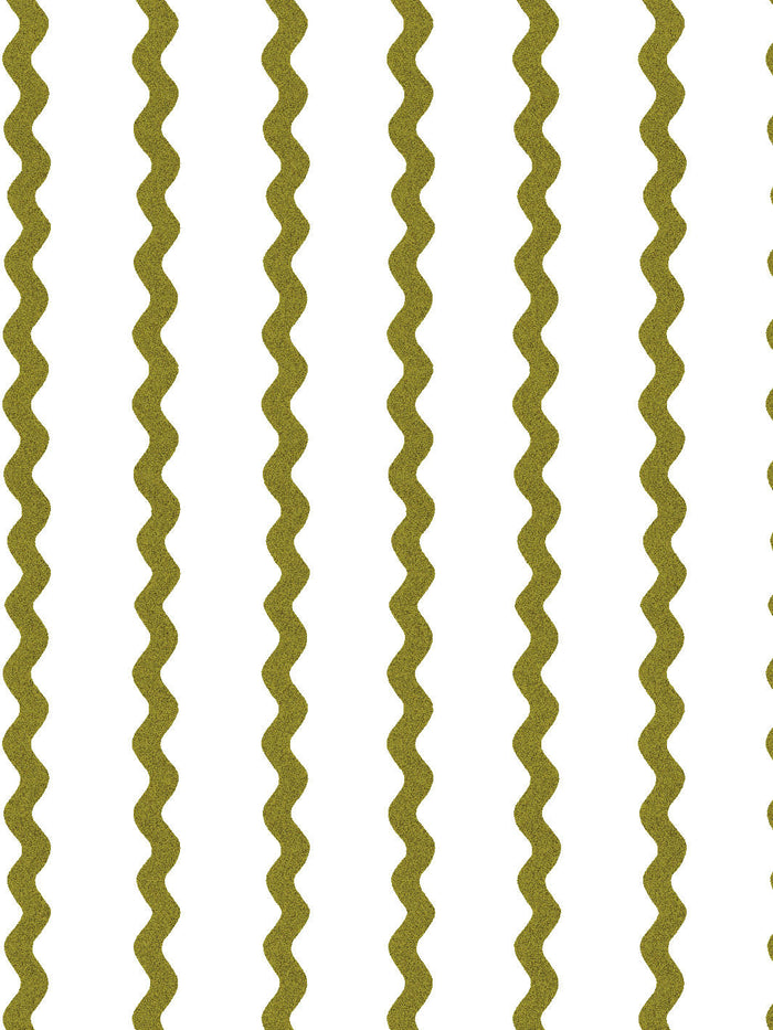 'Ric-Rac Stripe on White' Wallpaper by Sarah Jessica Parker - Olive
