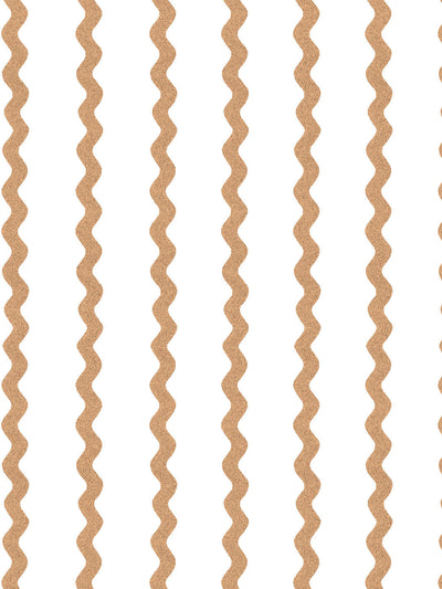 'Ric-Rac Stripe on White' Wallpaper by Sarah Jessica Parker - Pecan