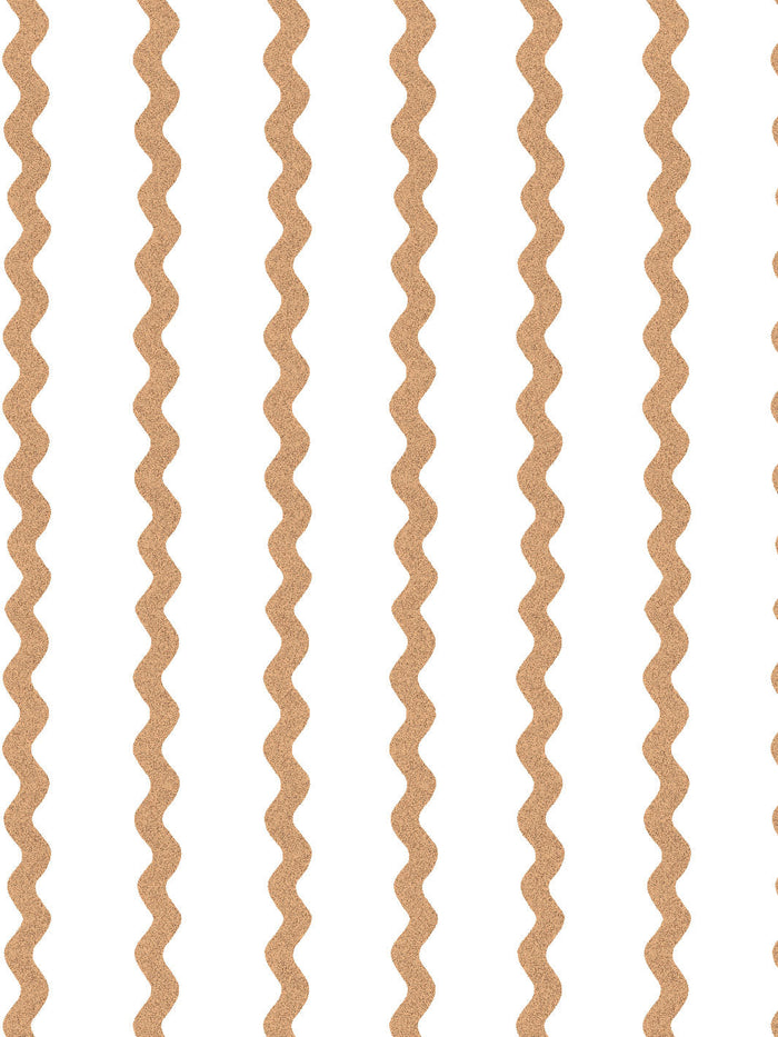 'Ric-Rac Stripe on White' Wallpaper by Sarah Jessica Parker - Pecan
