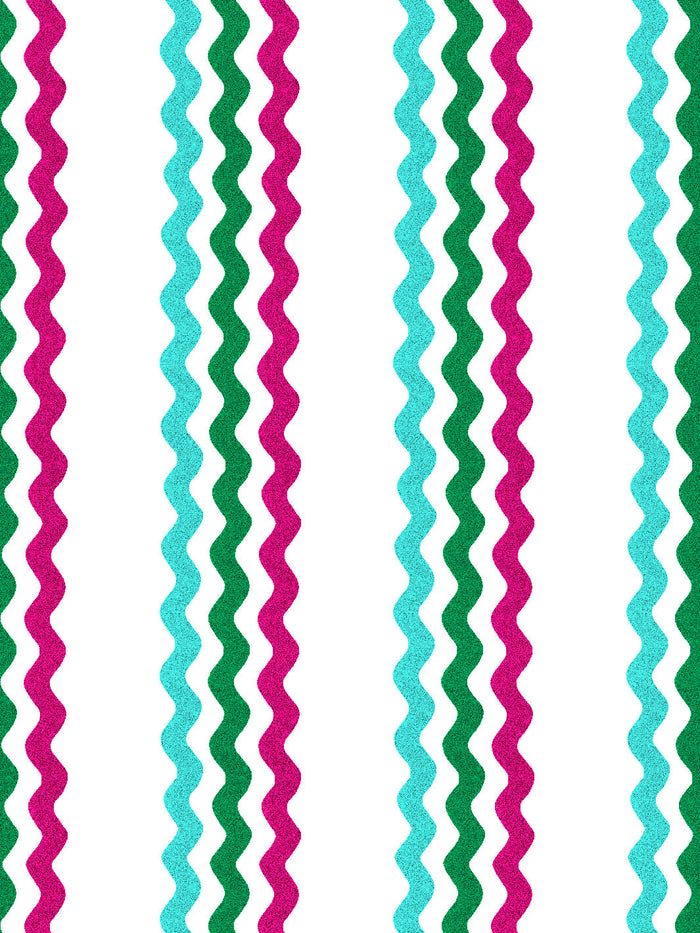 'Ric-Rac Bands' Wallpaper by Sarah Jessica Parker - Emerald Capri Raspberry