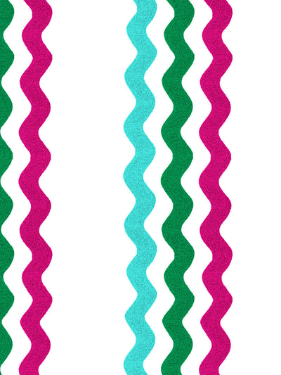 'Ric-Rac Bands' Wallpaper by Sarah Jessica Parker - Emerald Capri Raspberry