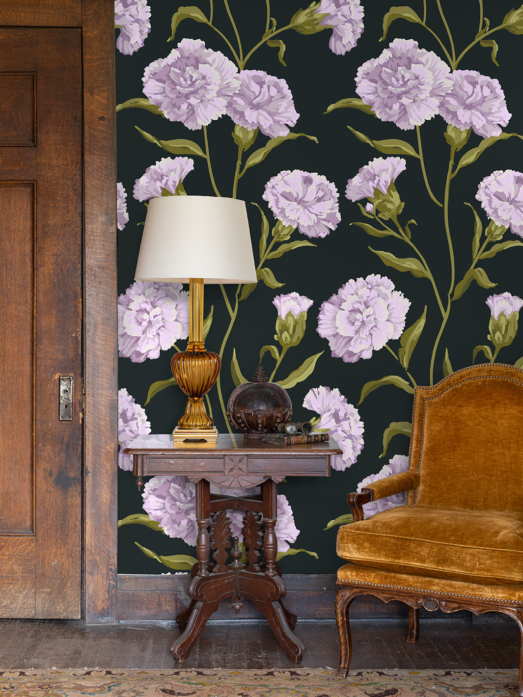 'Townhouse' Wallpaper by Sarah Jessica Parker - Heliotrope on Charcoal