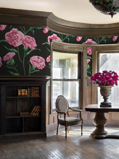 townhouse mural wallpaper by sarah jessica parker blush on black