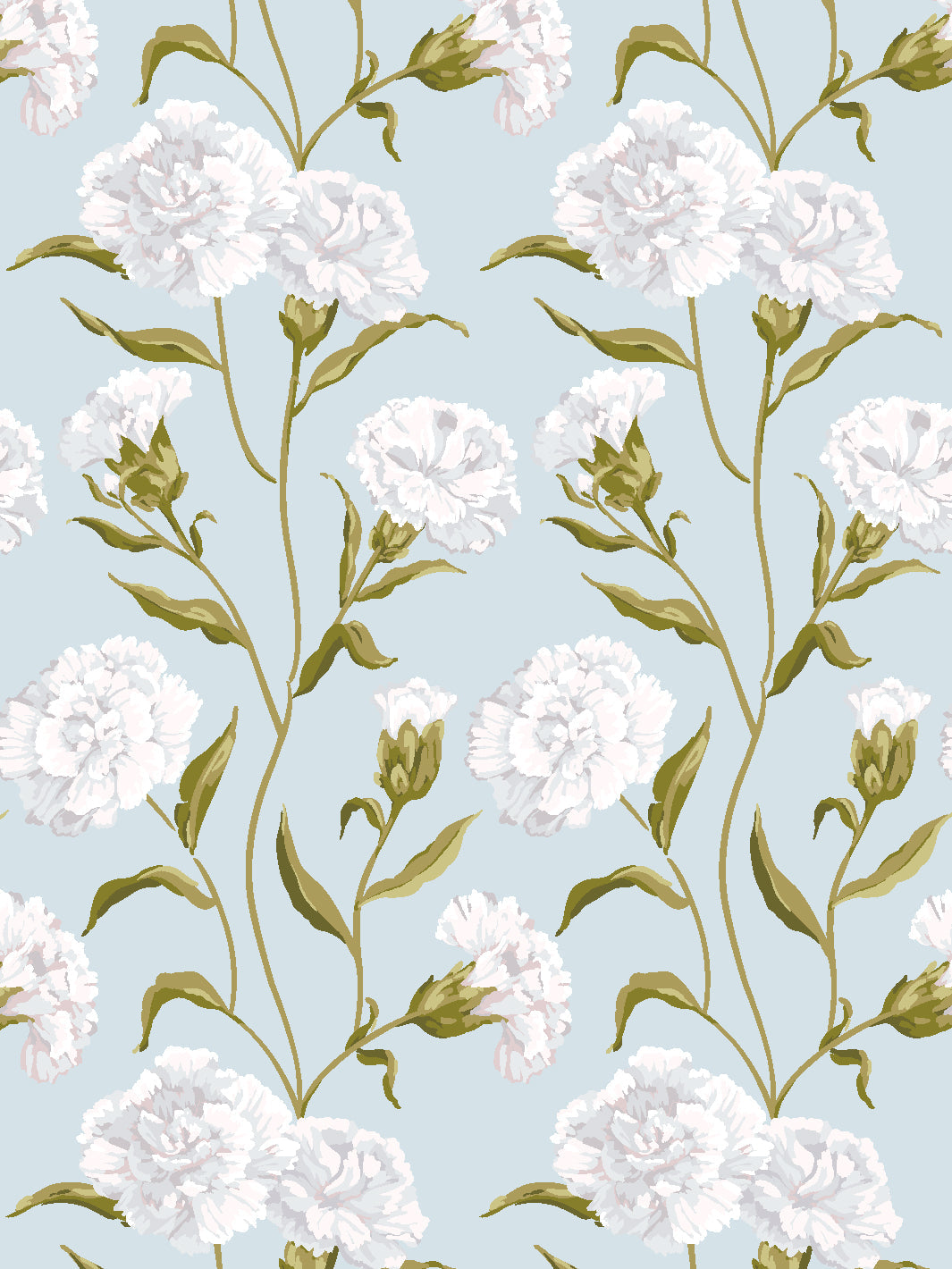 'Townhouse Mural' Wallpaper by Sarah Jessica Parker - Morning Dew on Misty Blue