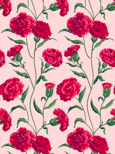 'Townhouse Mural' Wallpaper by Sarah Jessica Parker - Scarlet on Pink