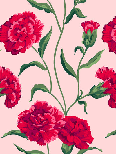 'Townhouse Mural' Wallpaper by Sarah Jessica Parker - Scarlet on Pink