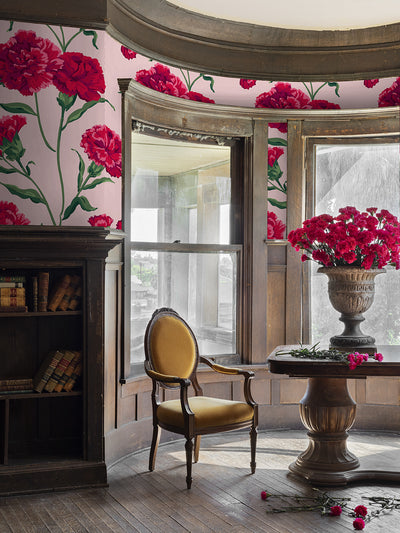 townhouse mural wallpaper by sarah jessica parker scarlet on pink