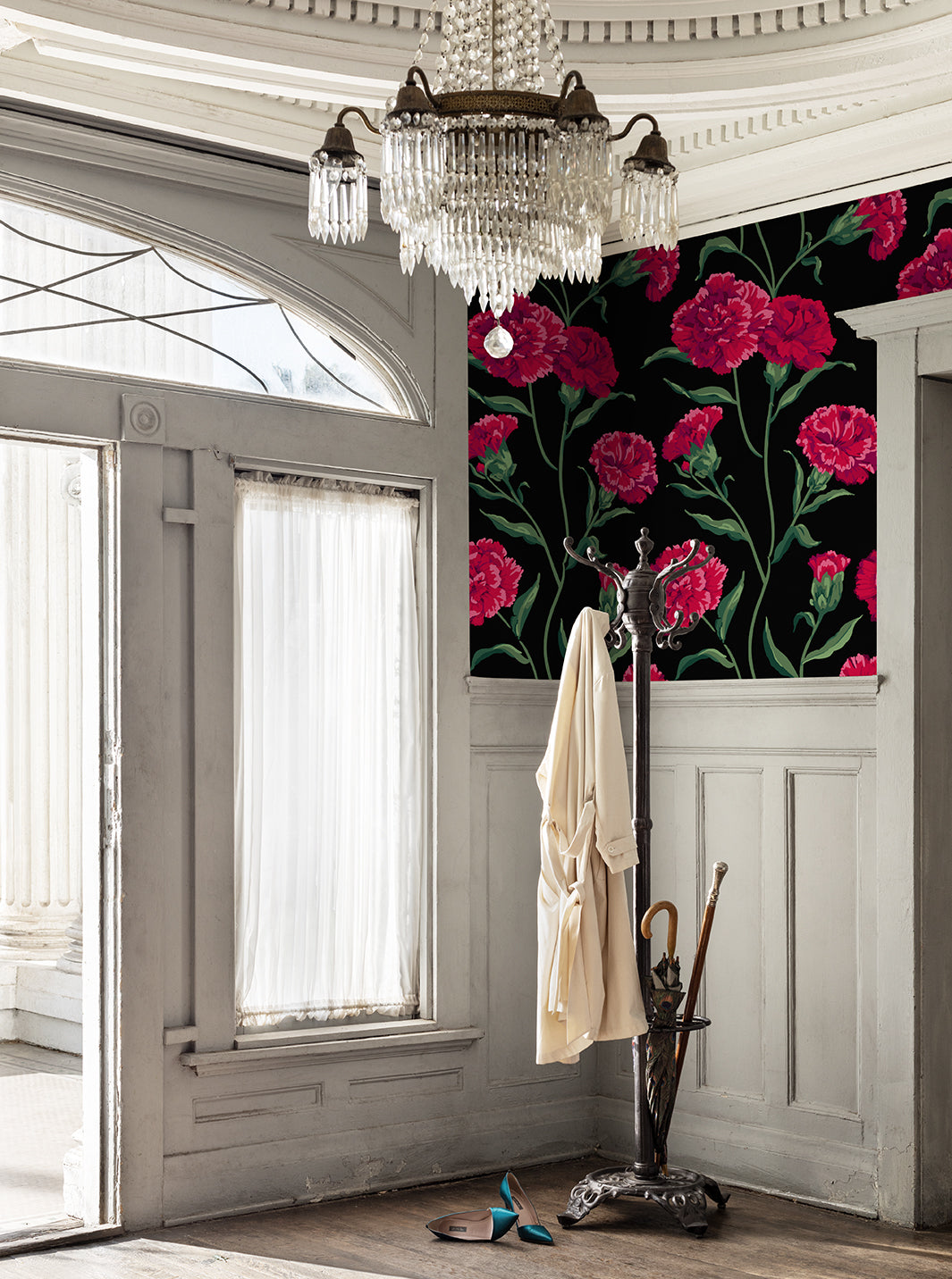 'Townhouse' Wallpaper by Sarah Jessica Parker - Scarlet on Black