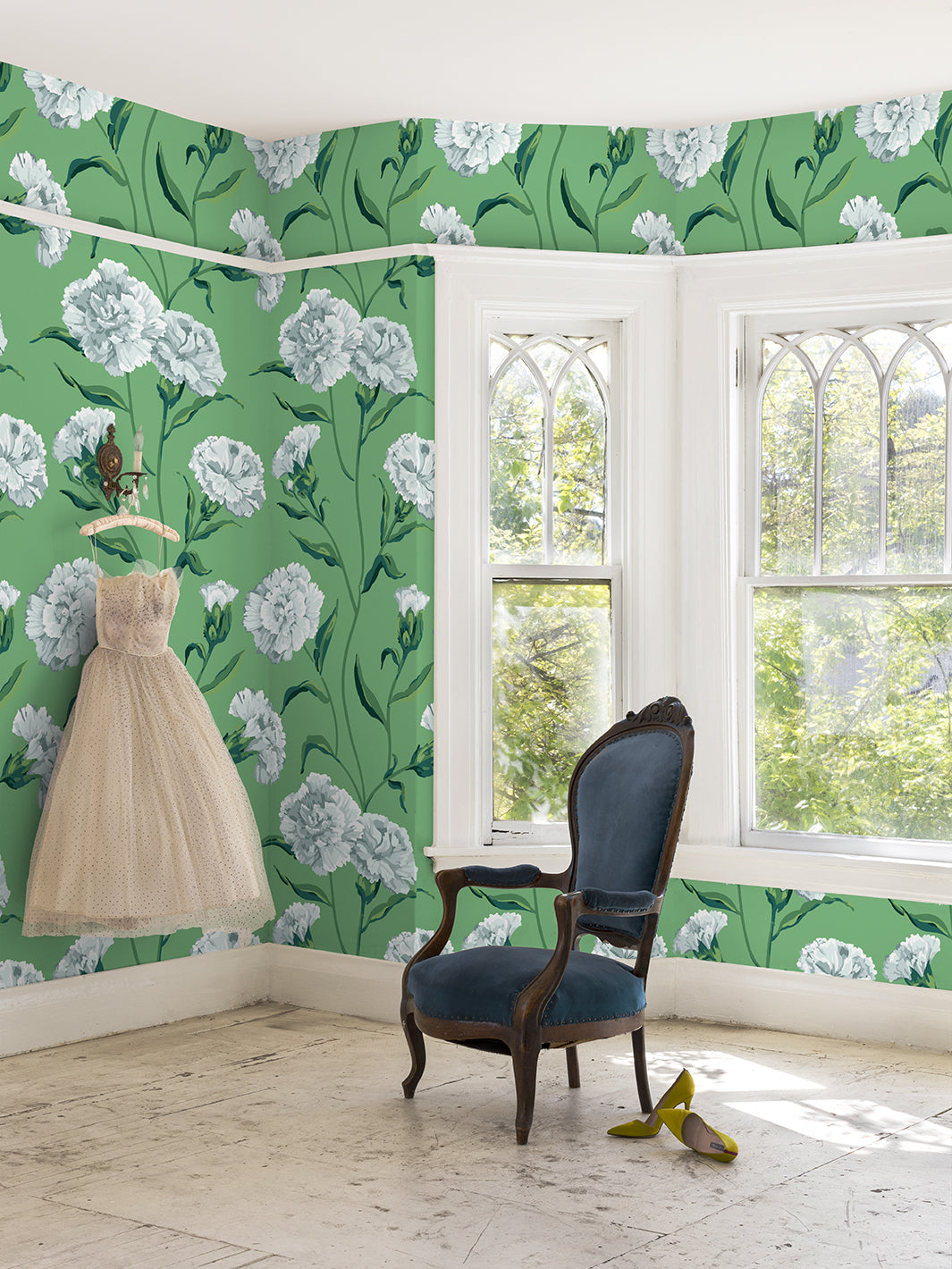 'Townhouse' Wallpaper by Sarah Jessica Parker - Silver on Jade