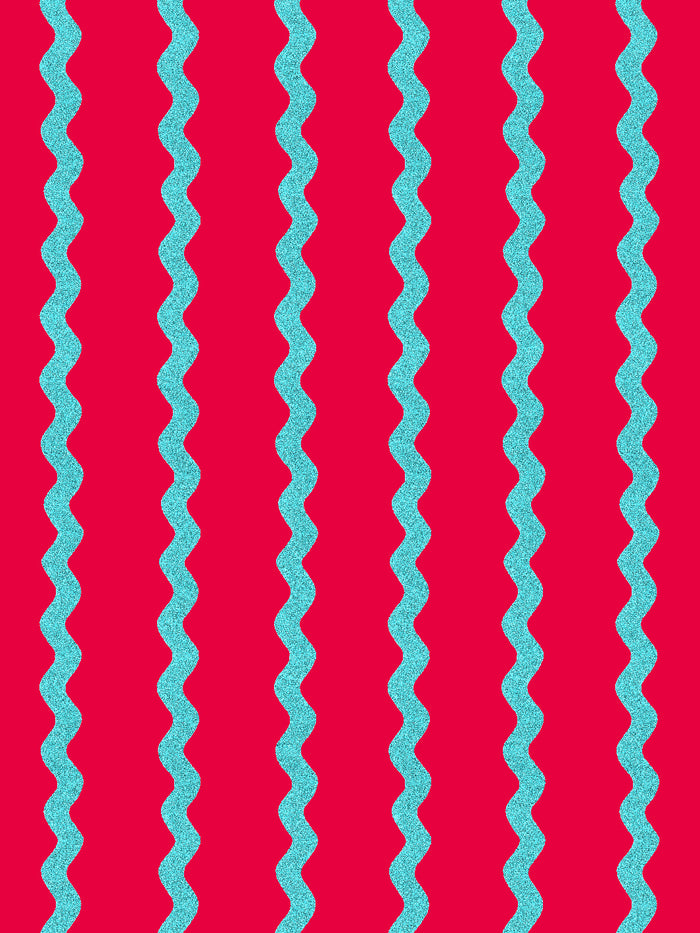 'Ric-Rac Stripe' Wallpaper by Sarah Jessica Parker - Capri Blue Geranium
