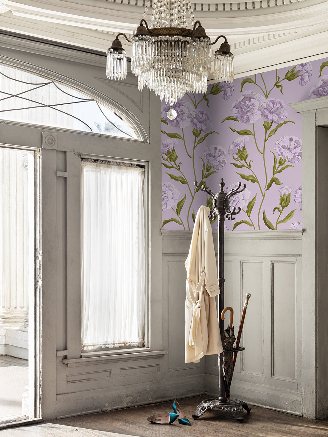 townhouse wallpaper by sarah jessica parker heliotrope on lavender
