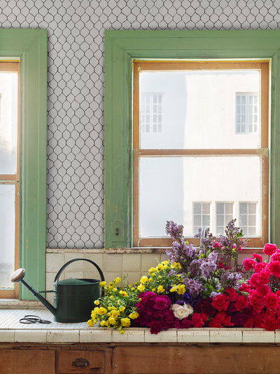 evelyns chicken wire wallpaper by sarah jessica parker metal on silver