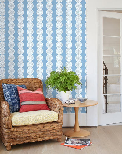 'Sailor Knot' Wallpaper by Wallshoppe - Denim