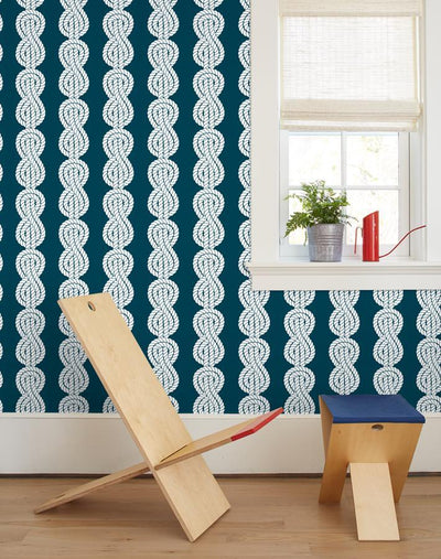 'Sailor Knot' Wallpaper by Wallshoppe - Indigo