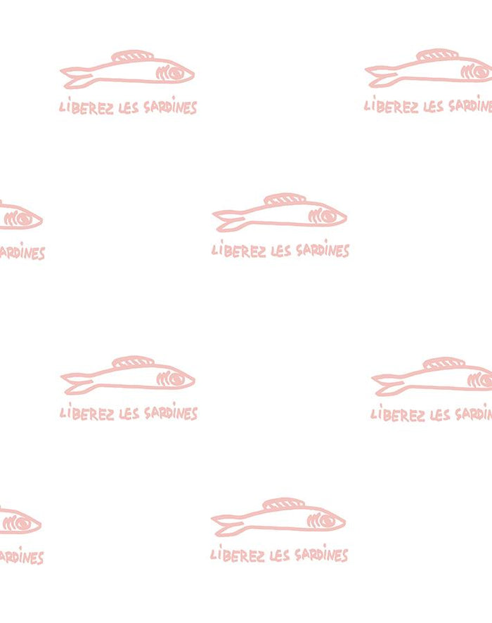 Papier peint 'Sardines' par Clare V. - Rose