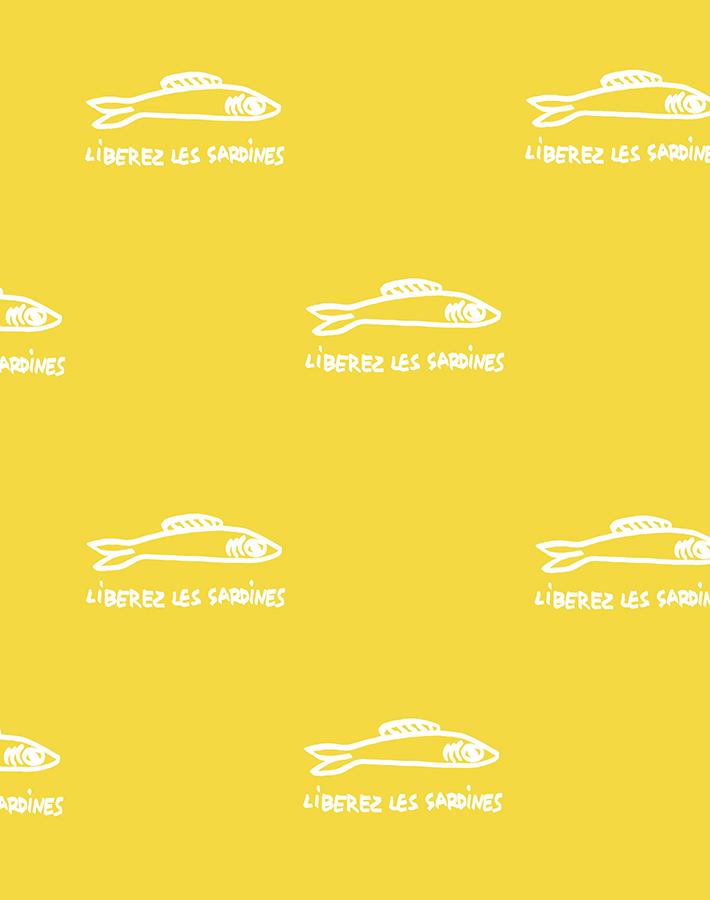 'Sardines' Wallpaper by Clare V. - Yellow