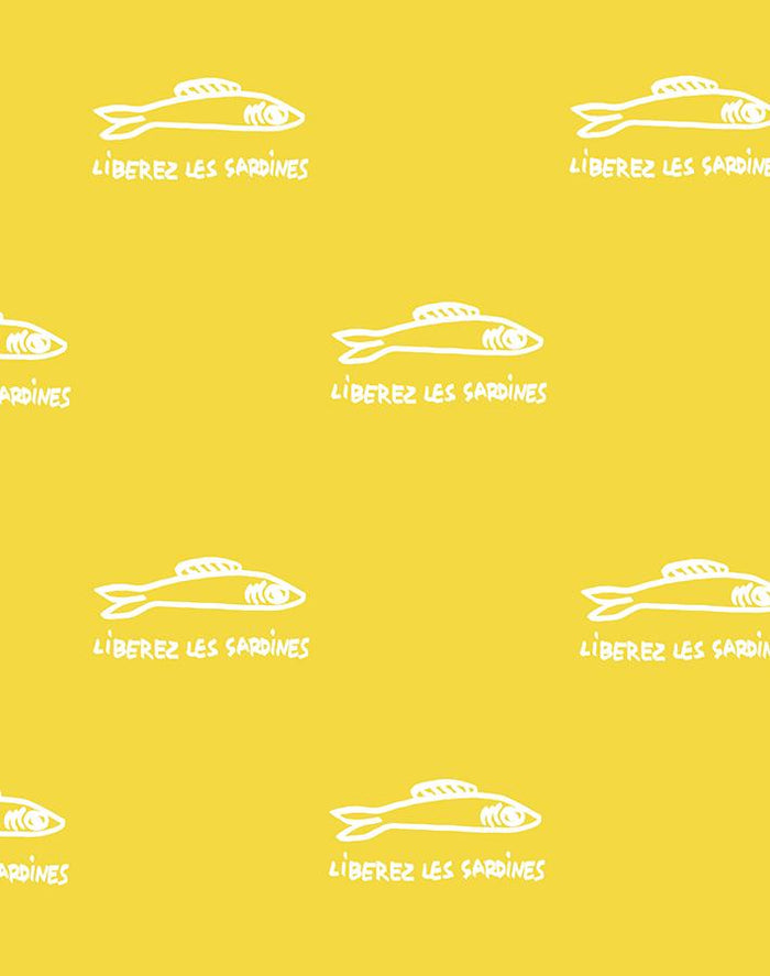 'Sardines' Wallpaper by Clare V. - Yellow