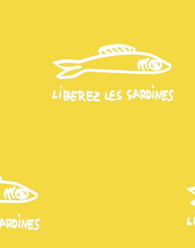 'Sardines' Wallpaper by Clare V. - Yellow