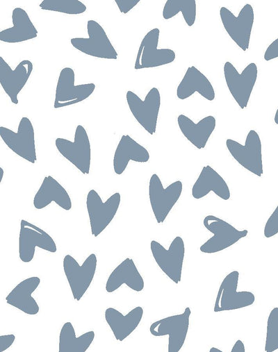 'Hearts' Wallpaper by Sugar Paper - French Blue On White