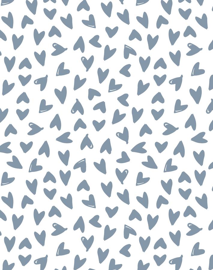 'Hearts' Wallpaper by Sugar Paper - French Blue On White