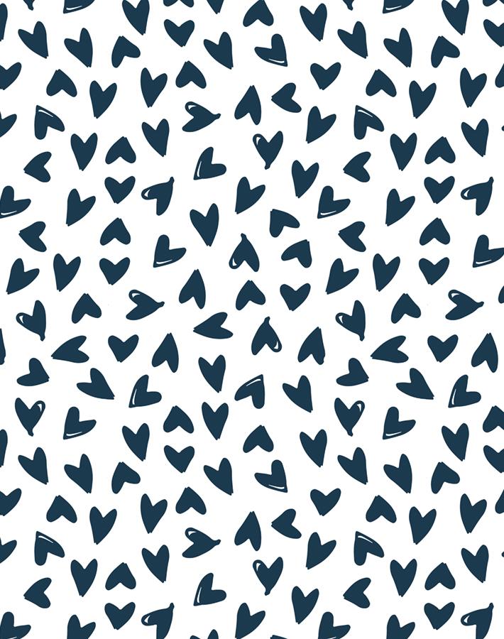 'Hearts' Wallpaper by Sugar Paper - Navy On White