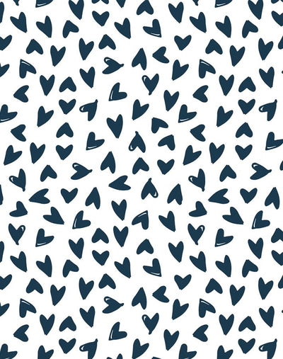'Hearts' Wallpaper by Sugar Paper - Navy On White