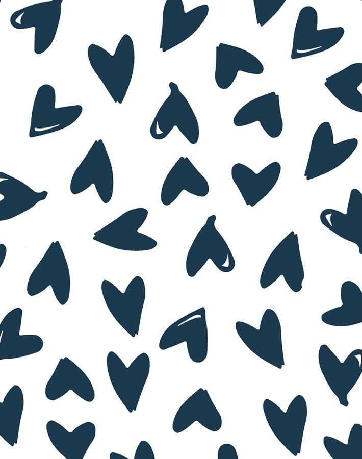 'Hearts' Wallpaper by Sugar Paper - Navy On White