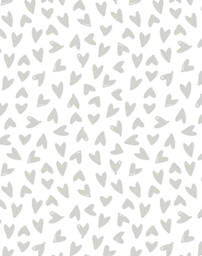'Hearts' Wallpaper by Sugar Paper - Grey On White