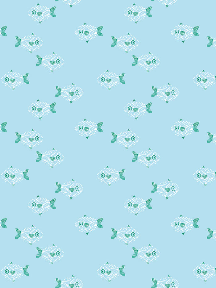 'School of Fish' Wallpaper by Tea Collection - Blue