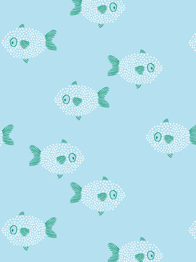 school of fish wallpaper by tea collection blue