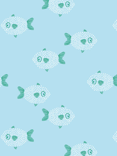 'School of Fish' Wallpaper by Tea Collection - Blue