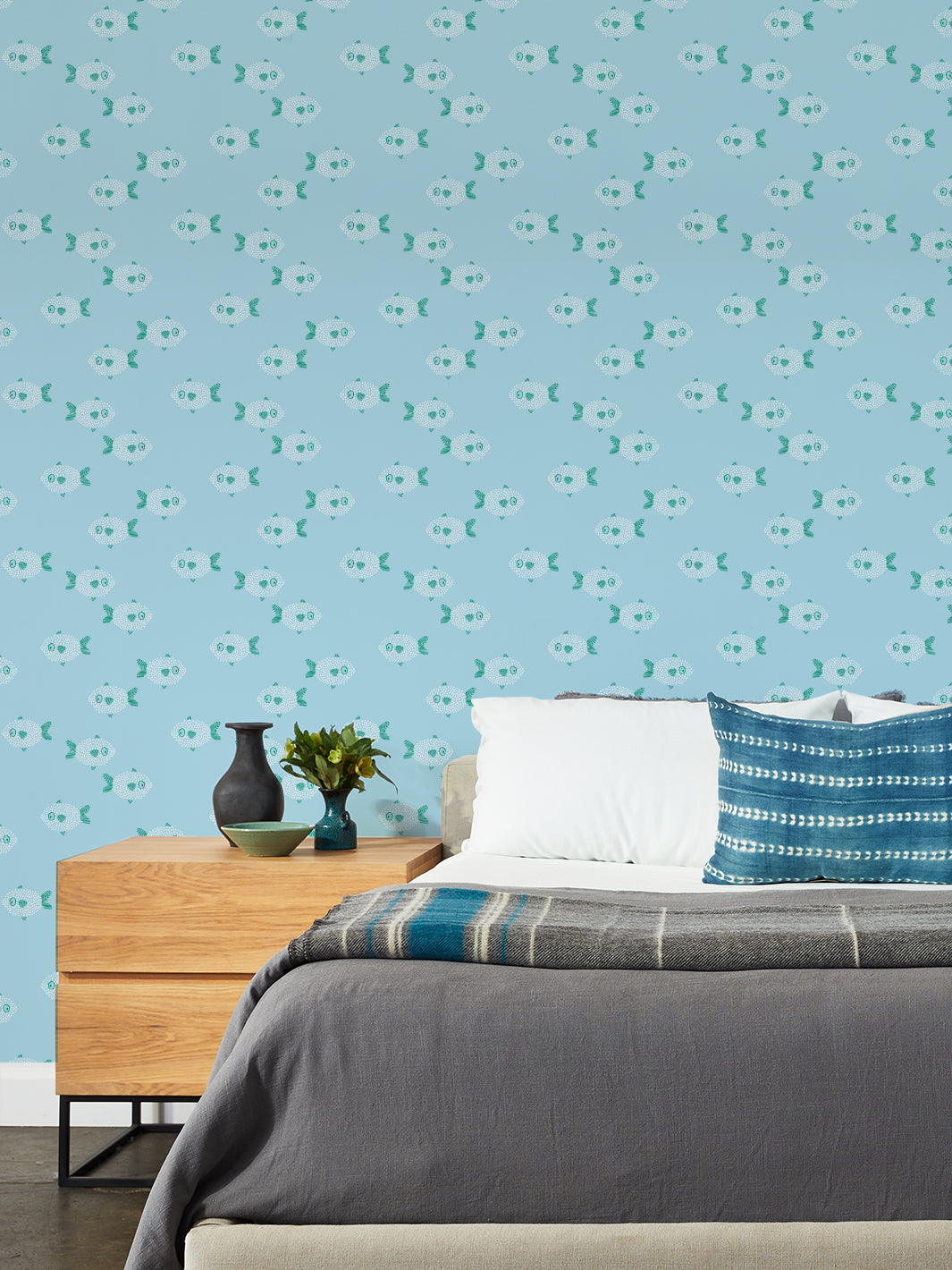 school of fish wallpaper by tea collection blue