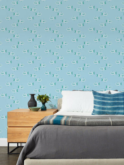 school of fish wallpaper by tea collection blue