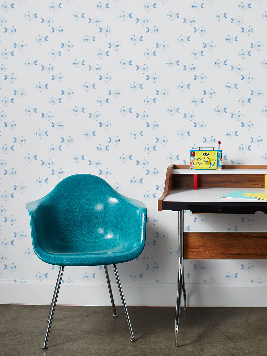 'School of Fish' Wallpaper by Tea Collection - Pale Blue