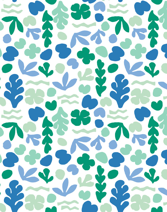'Small Sea Garden' Wallpaper by Tea Collection - Azure / Aqua