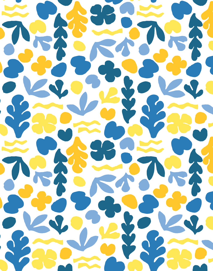 'Small Sea Garden' Wallpaper by Tea Collection - Gold / Blue