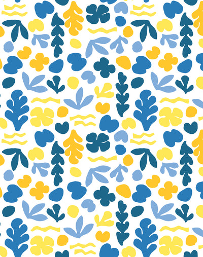 'Small Sea Garden' Wallpaper by Tea Collection - Gold / Blue