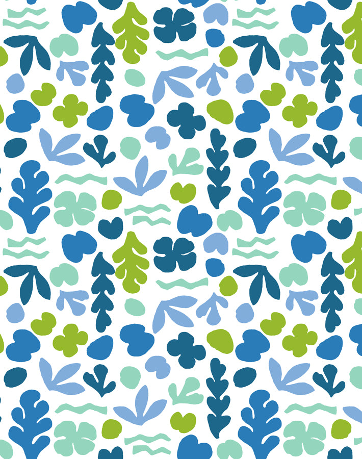 'Small Sea Garden' Wallpaper by Tea Collection - Lapis / Lime
